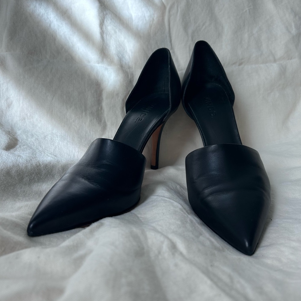 Vince Black Leather Women's Heels